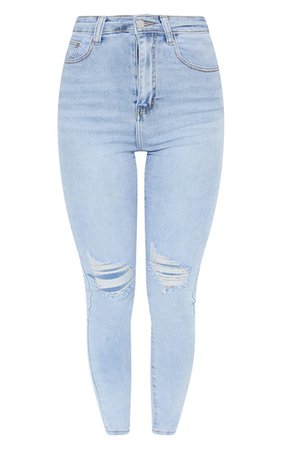 Plt Vintage Wash Knee Rip Skinny Jean | PrettyLittleThing USA