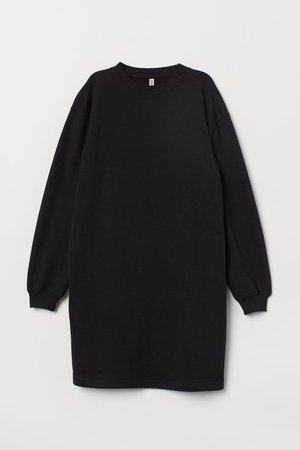 Short Sweatshirt Dress - Black - | H&M US