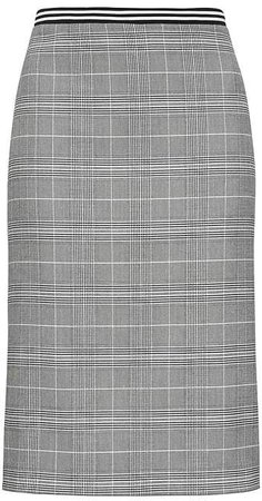 Plaid Pencil Skirt with Vented Sides