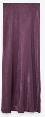 Zara Purple Satin Midi Skirt