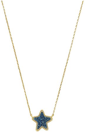 Kendra Scott Jae Star Short Pendant Necklace, Fashion Jewelry, 14k Gold-Plated, Blue Drusy : Clothing, Shoes & Jewelry