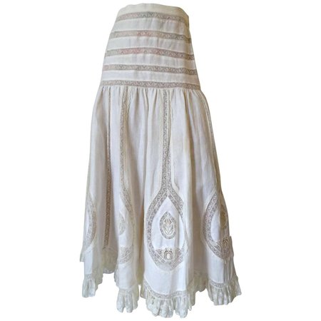 Yoly Munoz White Lace Maxi Skirt, 1980s For Sale at 1stDibs