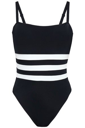 Black + RE/DONE The Malibu striped swimsuit | Sale up to 70% off | THE OUTNET | SOLID & STRIPED | THE OUTNET
