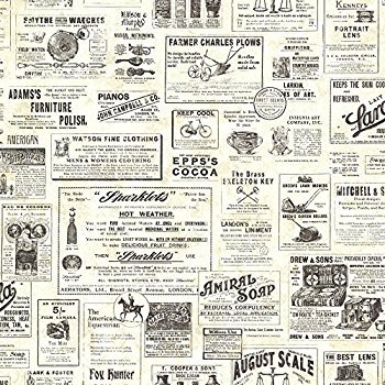 Chesapeake CTR64271 Adamstown Cream Vintage Newspaper Wallpaper - - Amazon.com