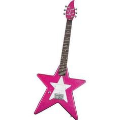 Hot Pink Glittery Star Guitar