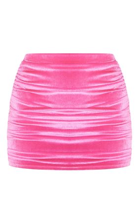 Hot Pink Velvet Ruched Side Mini Skirt | PrettyLittleThing USA