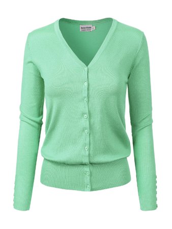 Made by Olivia - Made by Olivia Women's Classic Button Down Long Sleeve V-Neck Soft Knit Sweater Cardigan Mint L - Walmart.com