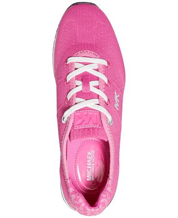 Michael Kors Women's Monique Knit Trainer Lace-Up Retro Running Sneakers - Macy's