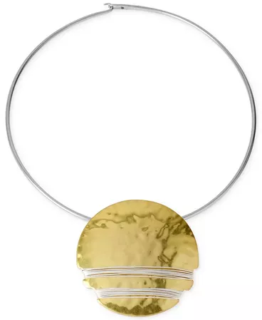Robert Lee Morris Soho Two-Tone Wire-Wrapped Round Pendant Collar Necklace & Reviews - Necklaces - Jewelry & Watches - Macy's