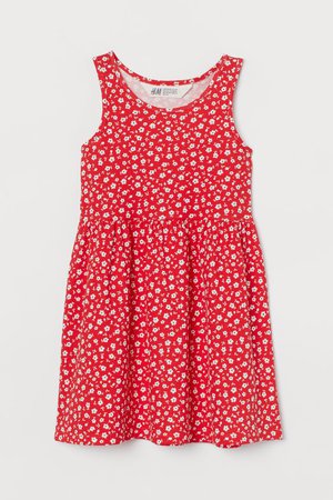 Patterned jersey dress - Red/Floral - Kids | H&M GB