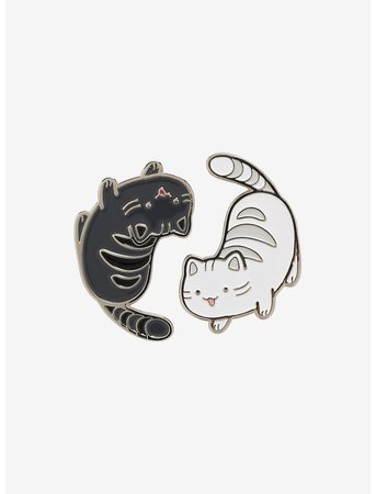 Black & White Cat Enamel Pin Set