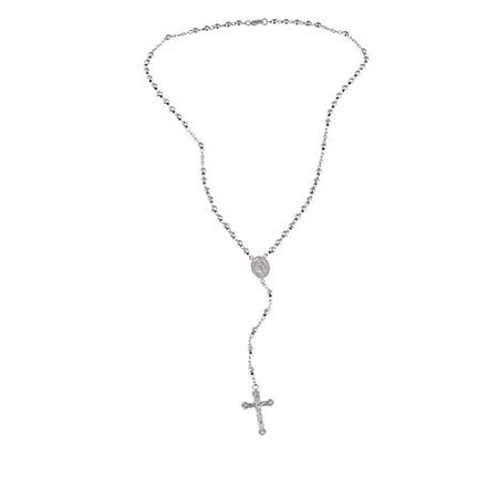 Michael Anthony Jewelry® Sterling Silver Rosary Bead Cross Necklace - 8988121 | HSN