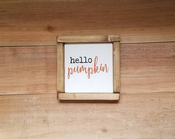 Hello Pumpkin wood sign Fall Decor-Farmhouse Decor | Etsy