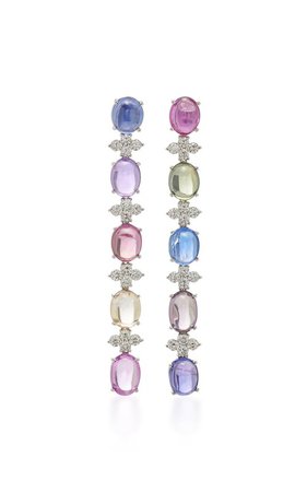 18K White Gold, Sapphire And Diamond Earrings by Gioia | Moda Operandi