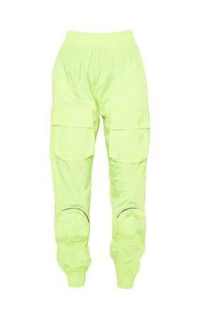 Neon Lime 3D Pocket Jogger | Trousers | PrettyLittleThing