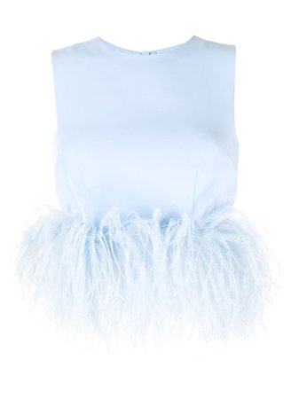 16 ARLINGTON feather-trim sleeveless blouse - FARFETCH