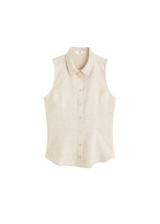 MANGO Button linen-blend blouse
