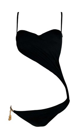S/S 2000 Gianni Versace Runway Black Cut-Out Gold Charm Swimsuit For Sale at 1stDibs
