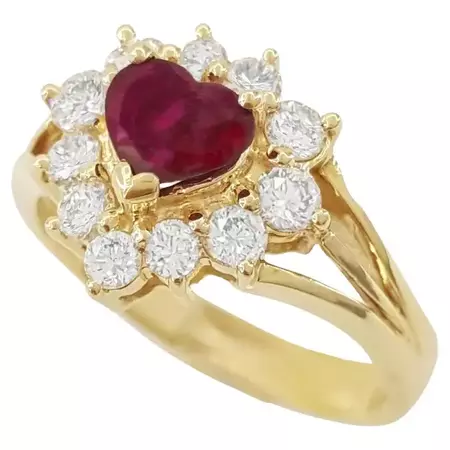 GIA Certified Red Ruby Diamond Platinum Ring For Sale at 1stDibs