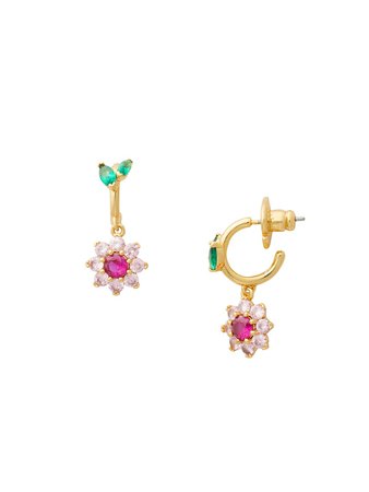 Shop kate spade new york Goldtone & Cubic Zirconia Flower Huggie Earrings | Saks Fifth Avenue