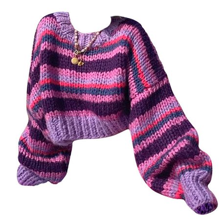 Purple Aesthetic Striped Sweater