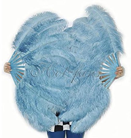 light blue ostrich feather fans