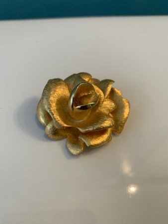 Vintage Gold Tone P.E.P. Signed Rose Flower Brooch Pin MM37 | eBay