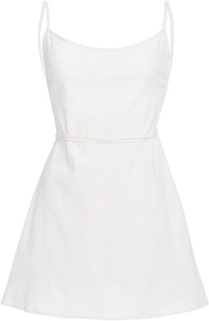 Back-Tied Linen and Cotton Mini Dress