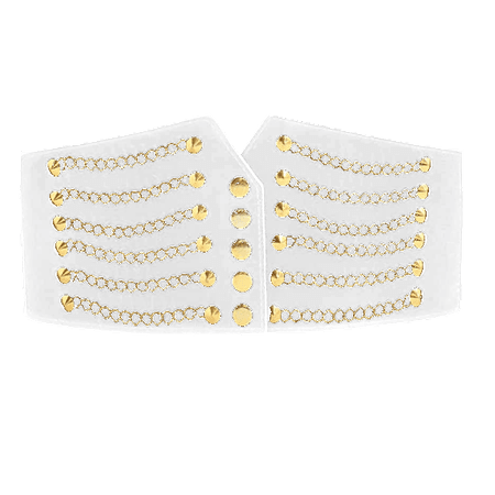 (Dei5 edit) Women Dress Gold Tone Chain Front Elastic High Waist Belt Cinch in White
