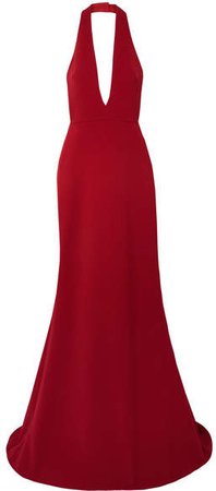 Reem Acra - Crepe Halterneck Gown - Red