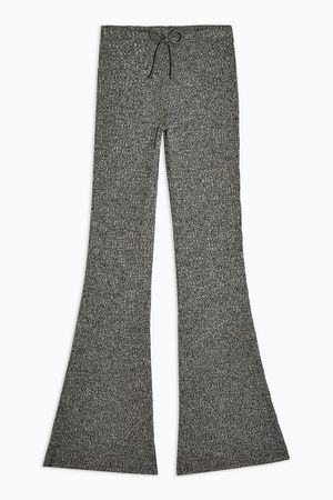 Tie Ribbed Marl Flare Trousers | Topshop