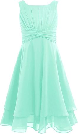 Amazon.com: YiZYiF Girls Chiffon Knot Front Flower Girl Dress Communion Pageant Party Gowns Mint Green 14 : Clothing, Shoes & Jewelry