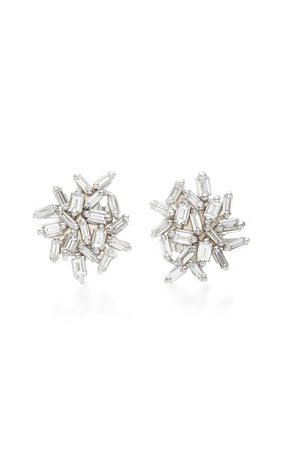 18k White Gold Diamond Earrings By Suzanne Kalan | Moda Operandi