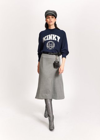 Grey houndstooth midi skirt - Essentiel Antwerp - EU store