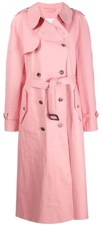 MAISON MARGIELA Pink Bonded Cotton Oversized Trench Coat