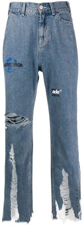Ader Error ripped straight leg jeans