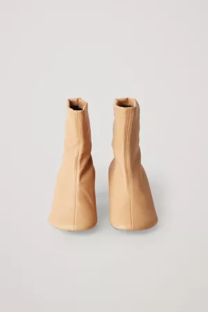 NAPPA LEATHER SOCK-STYLE ANKLE BOOTS - Light orange - Shoes - COS WW