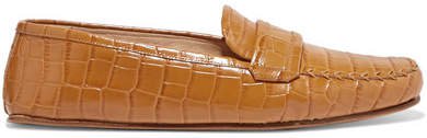 Brodie Croc-effect Leather Loafers - Sand