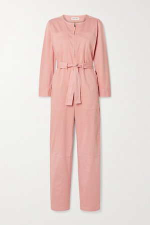 Jo Belted Cotton-blend Jumpsuit - Pastel pink