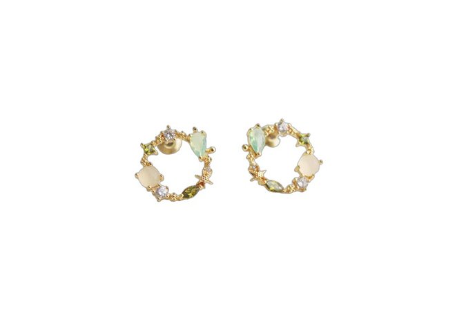 Summer Sea Treasures Earrings - Seashell and Starfish Crystal Sterling Silver Stud Earrings - free gift box
