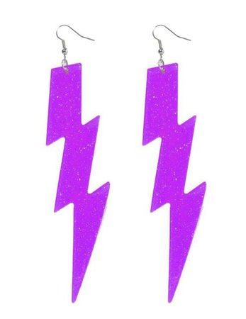 Neon Purple Lightning Bolt Earrings