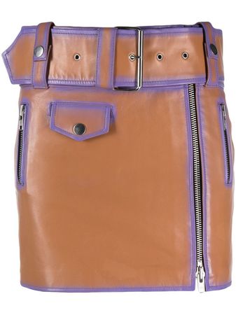 STAND STUDIO contrast-trim Leather Skirt - Farfetch