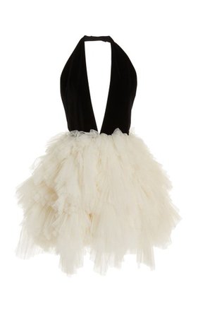Velvet & Tulle Mini Dress By Oscar De La Renta | Moda Operandi