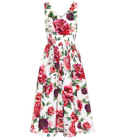 Floral-printed cotton dress