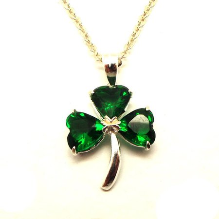 Sterling Silver Shamrock Necklace Three Leaf Clover Necklace | Etsy