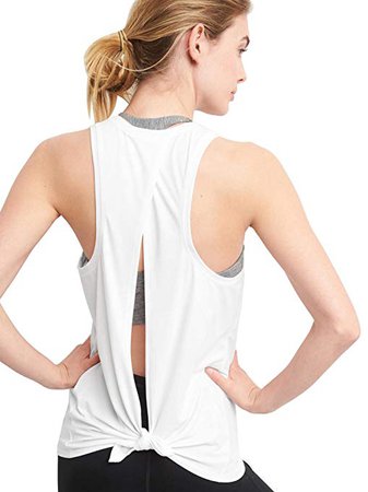 Bestisun Women's Cute Yoga Tank Top Tie Back Activewear Workout Shirt at Amazon Women’s Clothing store:
