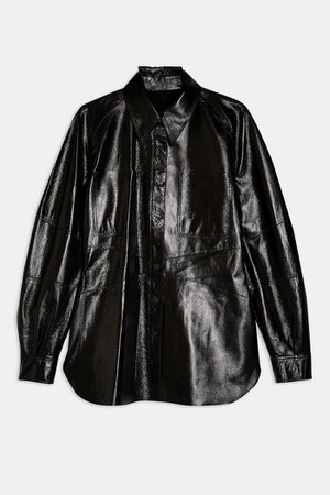 **Black Patent Leather Shirt By Topshop Boutique | Topshop