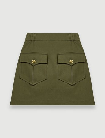 220JESNA - Jupe kaki en coton avec poches - Jupes & Shorts | Maje Paris