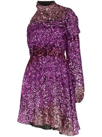 Pink Halpern One-Shoulder Sequin Mini Dress | Farfetch.com