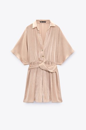 SATIN EFFECT KNOT JUMPSUIT - taupe brown | ZARA United States